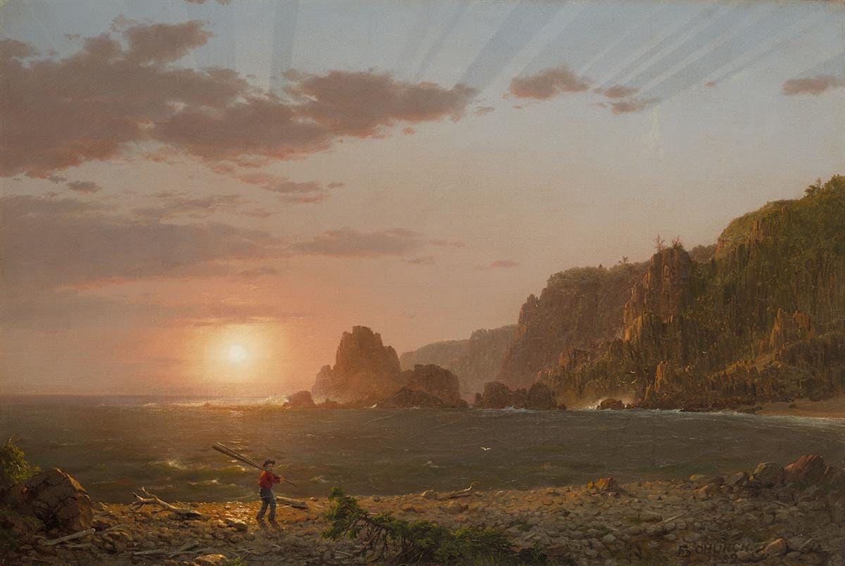 The cliffs and fishing harbour of Grand Manan Island in the Bay of Fundy